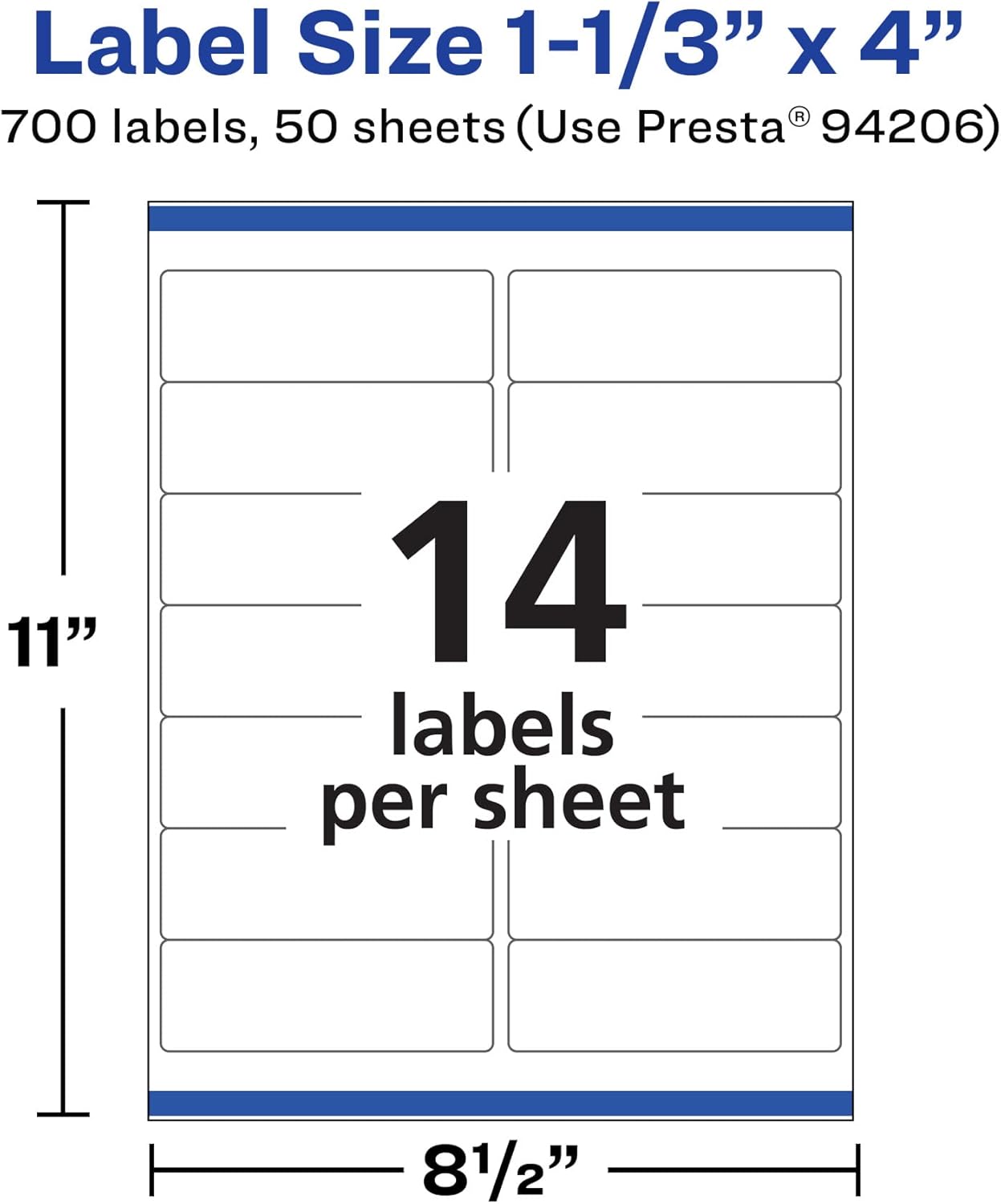 Avery Matte White Rectangle Labels, Sure Feed Technology, 1-1/3" x 4", Permanent Adhesive, Laser/Inkjet Printable