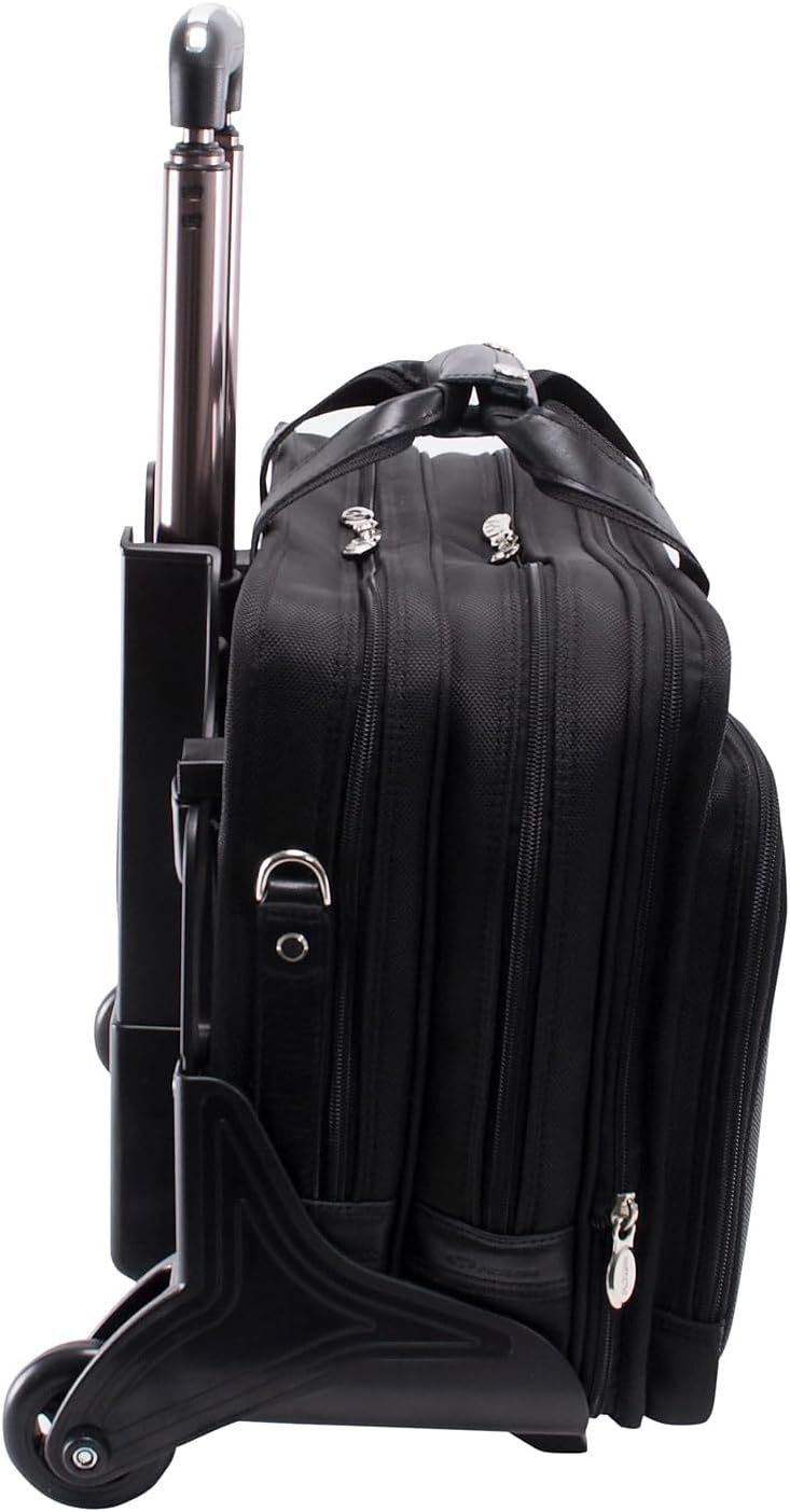 McKLEIN 17" Nylon Patented Detachable -Wheeled Laptop Overnight with Removable Briefcase- CHICAGO Black