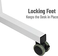 Mind Reader Standing Desk, Adjustable Height, Computer Desk, Laptop Desk, Portable, Rolling, 38"L x 21.25"W x 45.25"H, White