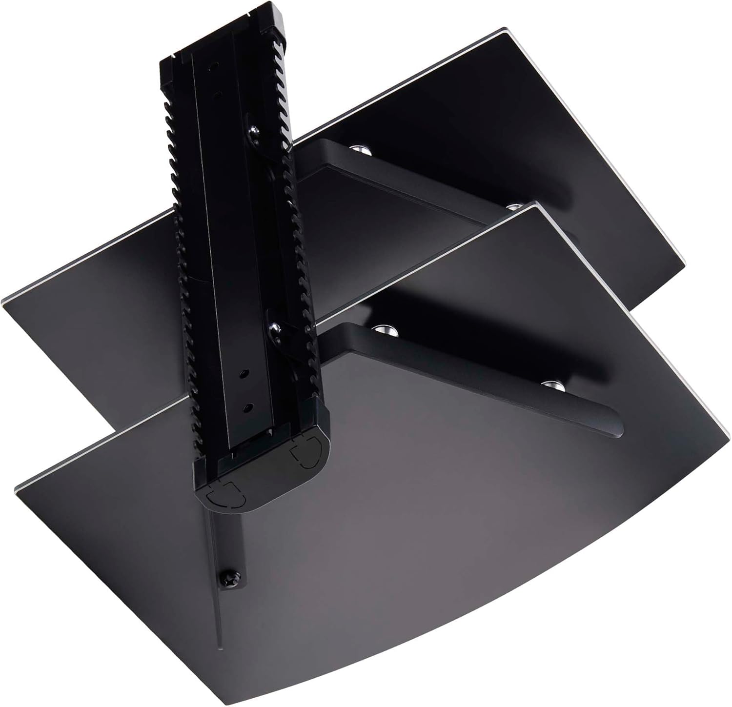 StarTech.com Floating Wall-Mounted AV Shelf, 5mm Black Tempered Glass, Adjustable Height