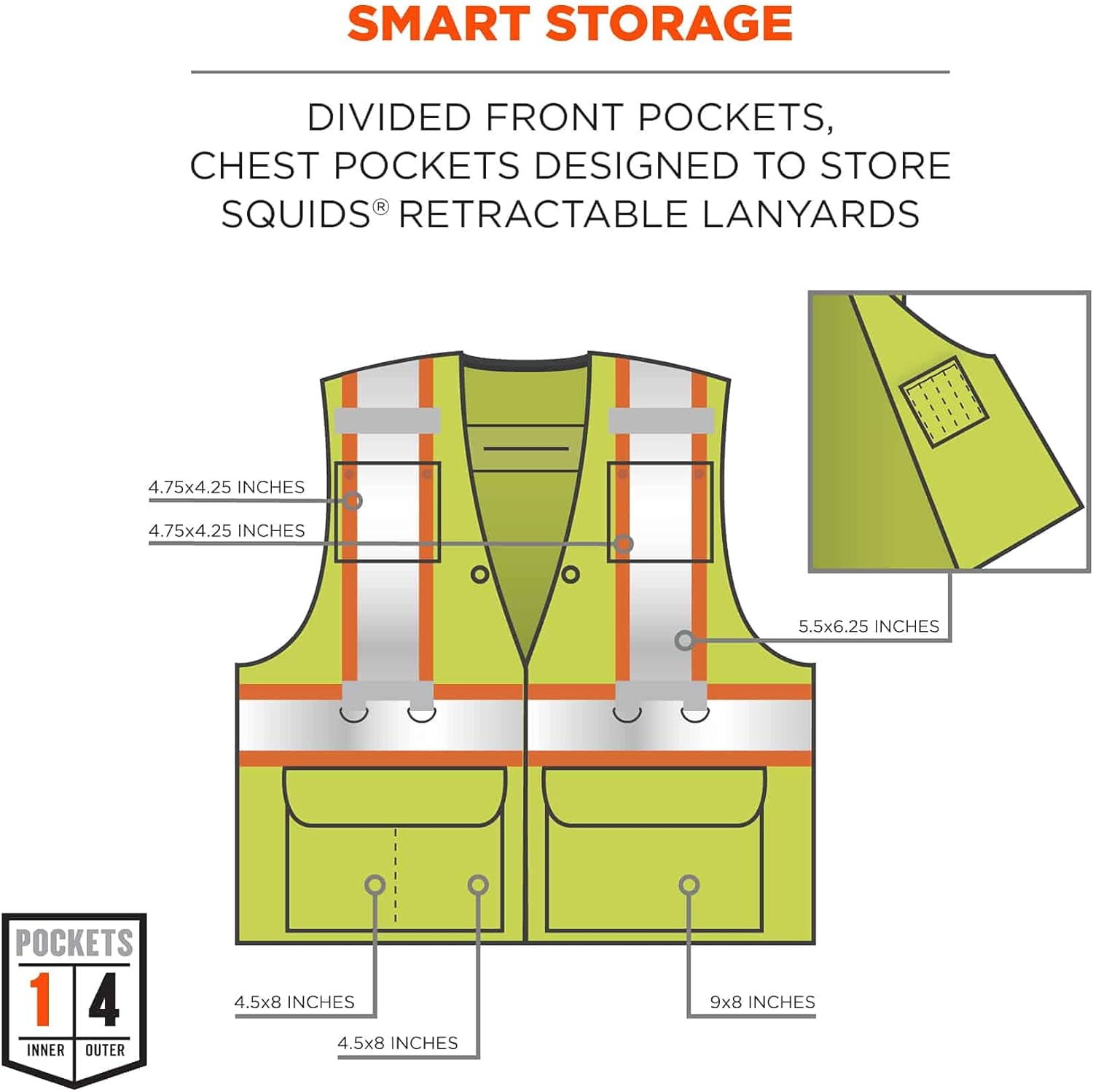 ERGODYNE GloWear 8231TV Hi-Vis Tool Tethering Safety Vest