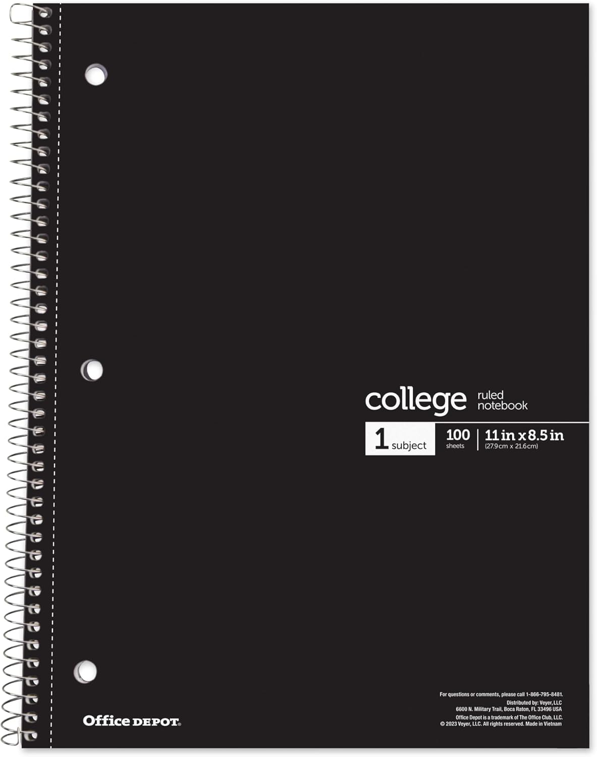 Office Depot® Wirebound Notebooks, 8 1/2" x 11", 1 Subject, College Ruled, 100 Sheets, Assorted Colors, Pack Of 6 Notebooks