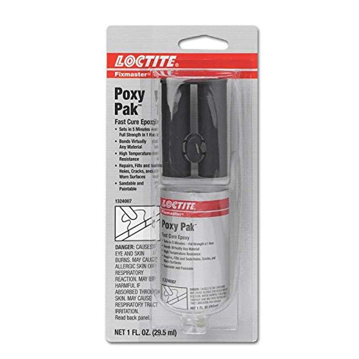 Loctite 235281 Light Amber Fixmaster Poxy Pak Fast Cure Epoxy, 1 oz.