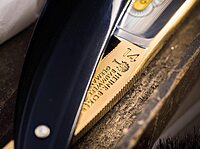 Boker Manufaktur Solingen 14Er Straight Razor - 8/8" 24K Adorned Carbon Steel Blade, Acrylic Handle