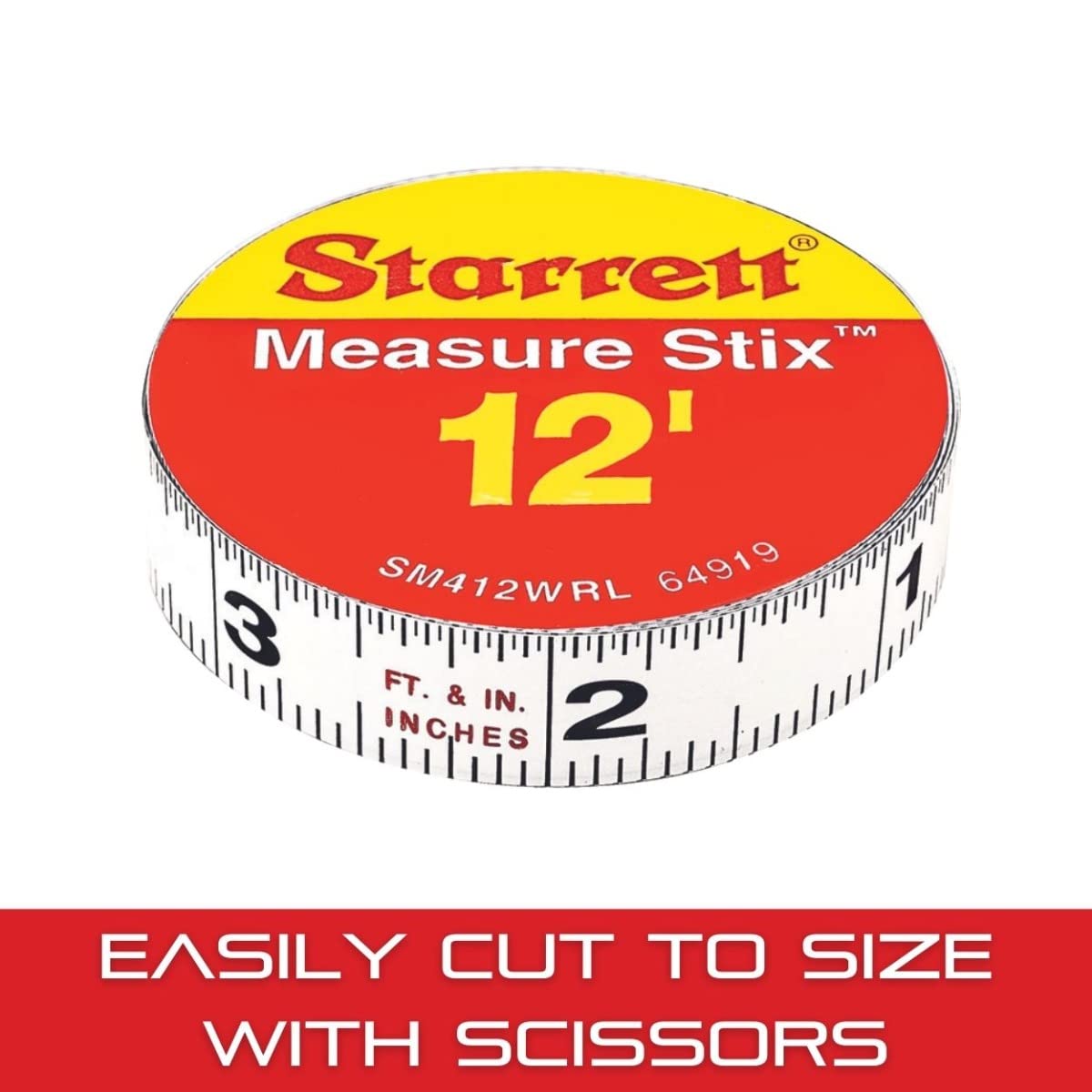 Starrett Tape Measure Stix with Adhesive Backing - Mount to Work Bench, Saw Table, Drafting Table - 1/2" x 12'