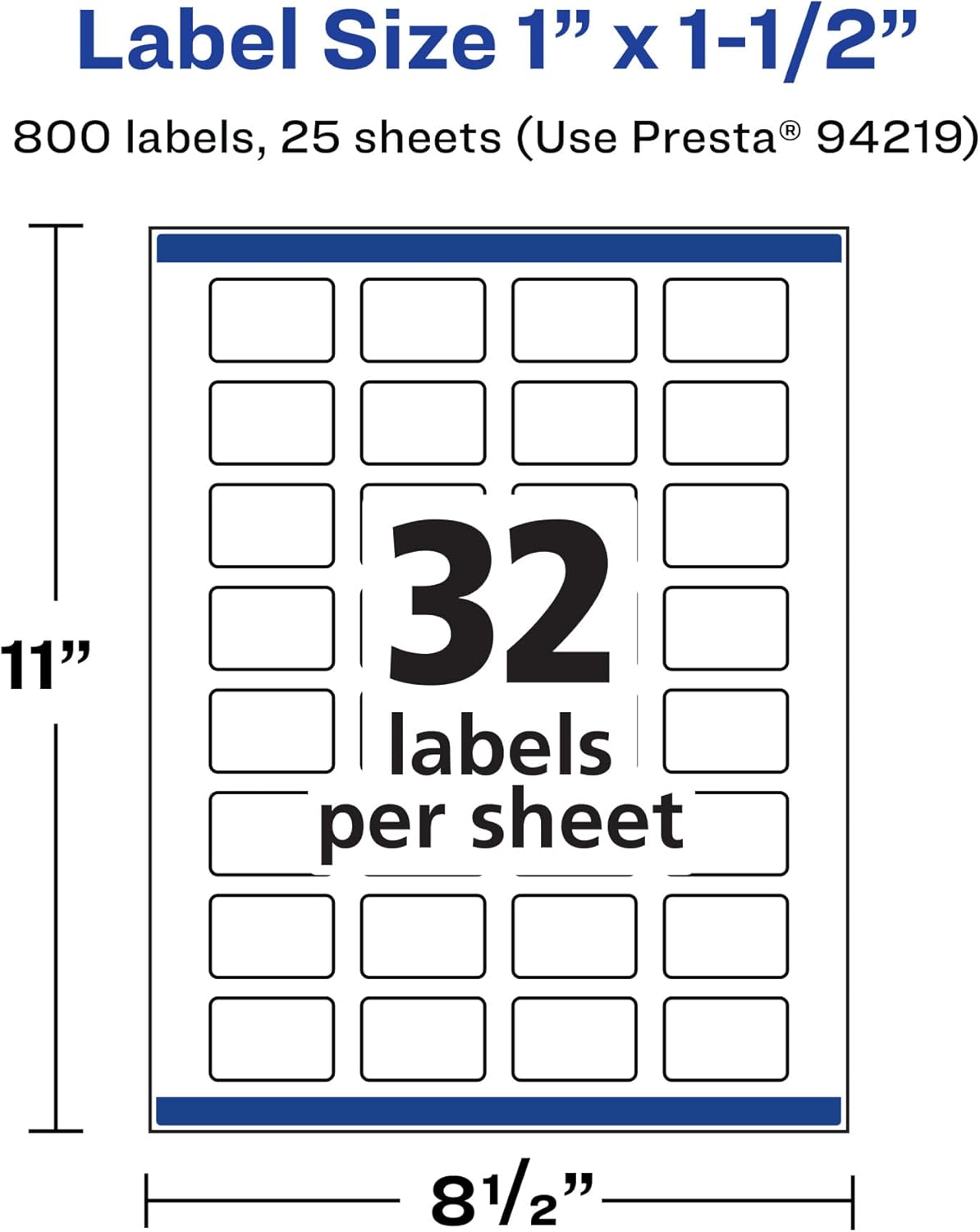 Avery Matte White Rectangle Labels, Sure Feed Technology, 1" x 1.5"