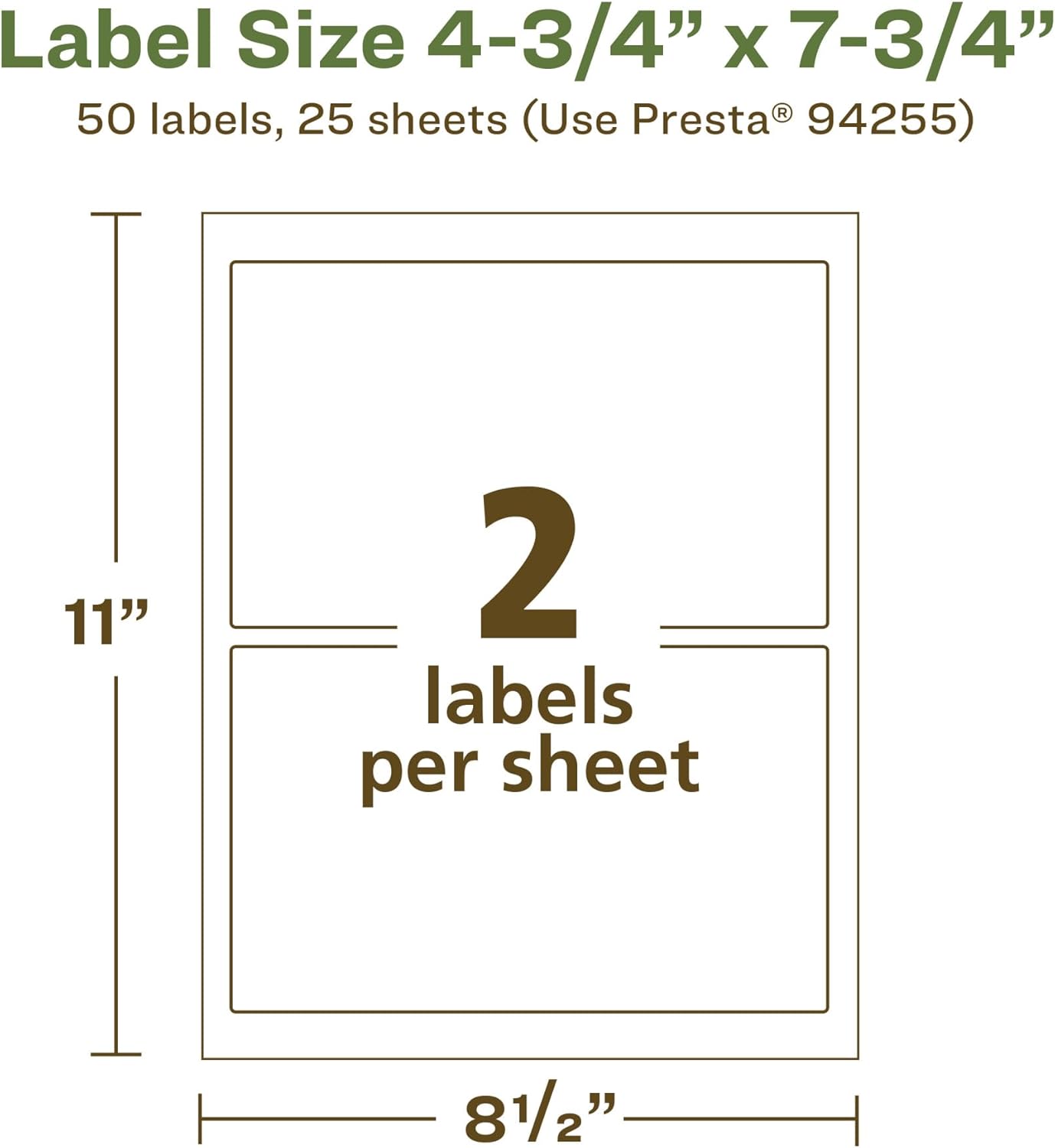 Avery EcoFriendly Matte White Recycled Rectangle Labels, 4.75" x 7.75", Print-to-The-Edge, Permanent Adhesive