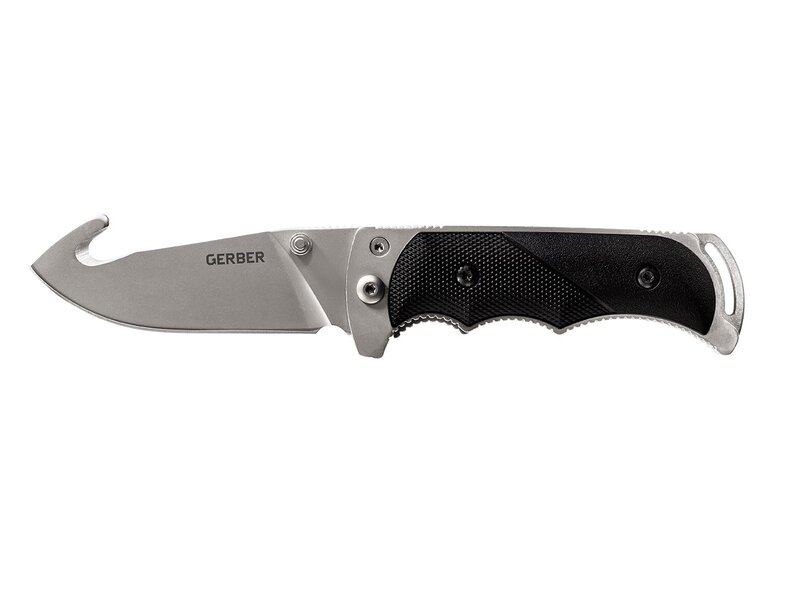 Gerber Gear Freeman Guide Folding Knife, Fine Edge, Gut Hook [31-000592], Black Fine Edge- Gut Hook