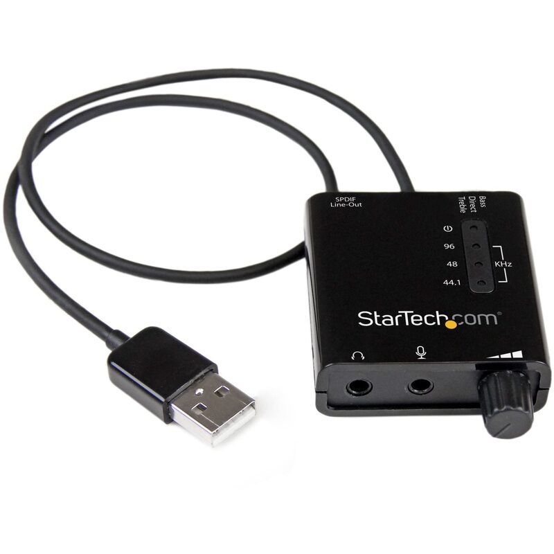 StarTech.com USB Sound Card w/ SPDIF Digital Audio & Stereo Mic – External Sound Card for Laptop or PC – SPDIF Output (ICUSBAUDIO2D),Black 0.6" x 1.8" 0.6" x 1.8" 4 Pos TRRS + Mic