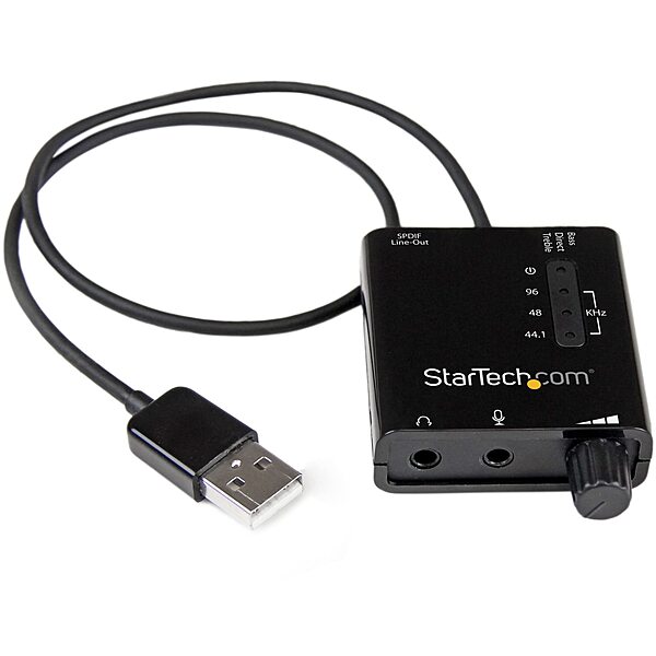 StarTech.com USB Sound Card w/ SPDIF Digital Audio & Stereo Mic – External Sound Card for Laptop or PC – SPDIF Output (ICUSBAUDIO2D),Black 0.6" x 1.8" 0.6" x 1.8" 4 Pos TRRS + Mic