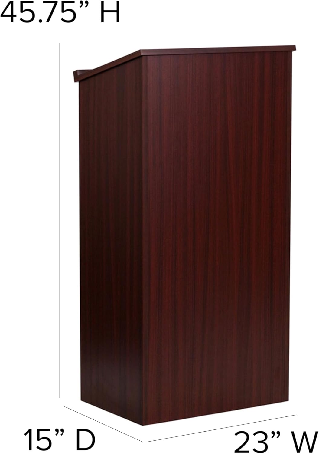 Flash Furniture Stand-Up Wood Lectern, 45-3/4inH x 23inW x 15inD, Mahogany