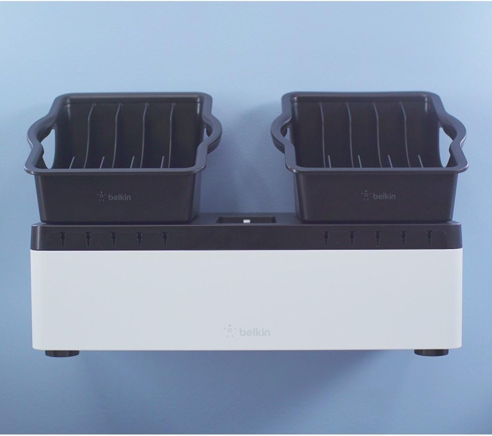 Belkin Store and Charge Go with Fixed Dividers - Space-Saving Wall Mount w/ 10-Device Base and Back Indent for Easy Mounting