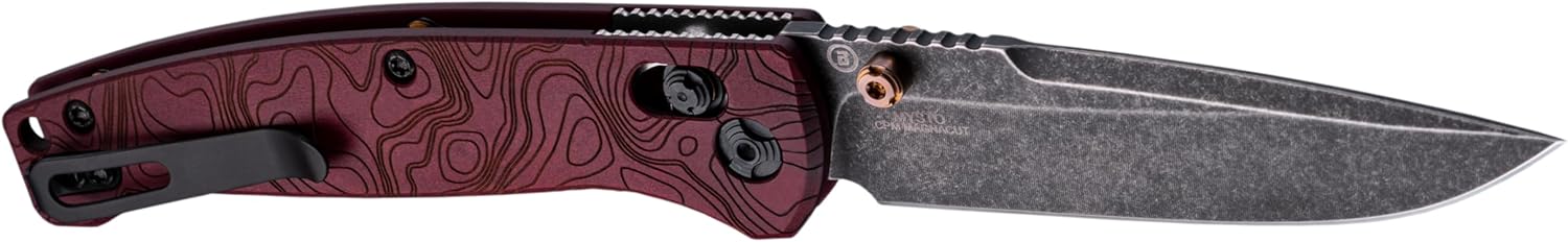Hogue Mysto 3.4" Clip Point Manual Folder (Fire) Pocket Knife, Redstone Richlite Frame