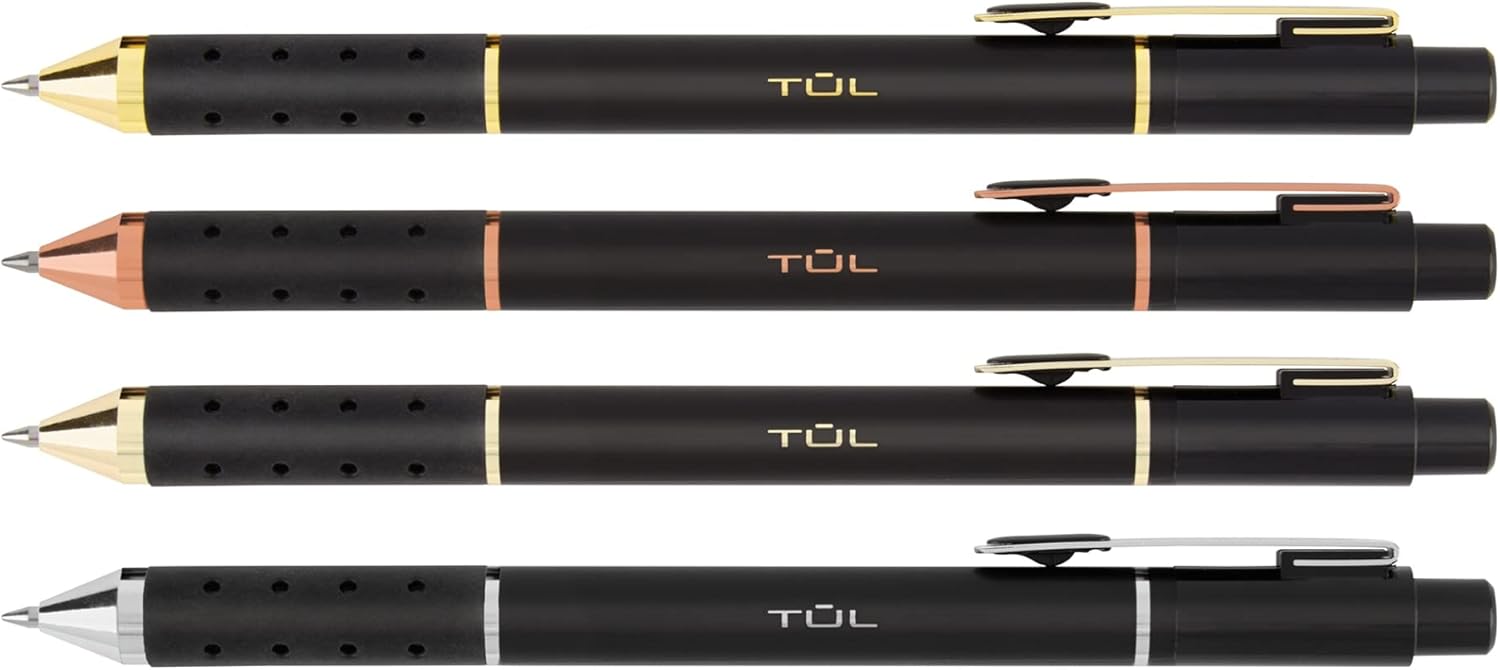 TUL® GL Series Retractable Gel Pens, Medium Point, 0.7 mm, Black Barrel, Black Ink, Pack Of 12 Pens