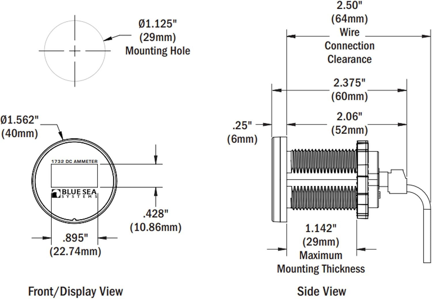 BLUE SEA SYSTEMS Mini OLED Meters for Marine, RV and More