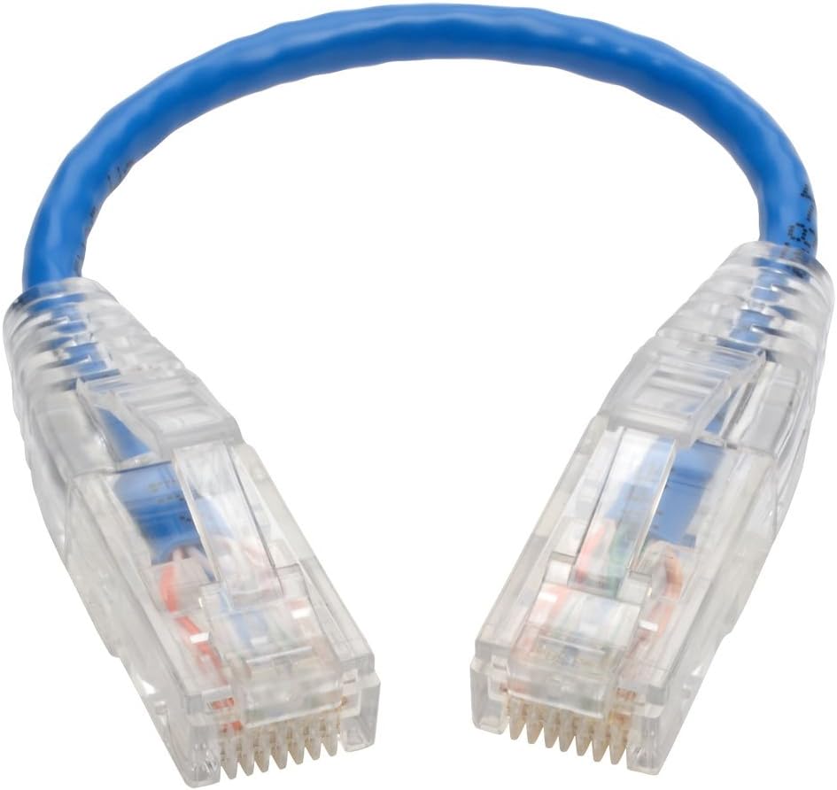 Eaton Tripp Lite Cat6 Gigabit Snagless Molded Slim UTP Patch Cable RJ45 M/M Blue 6in 6' (N201-S6N-BL)