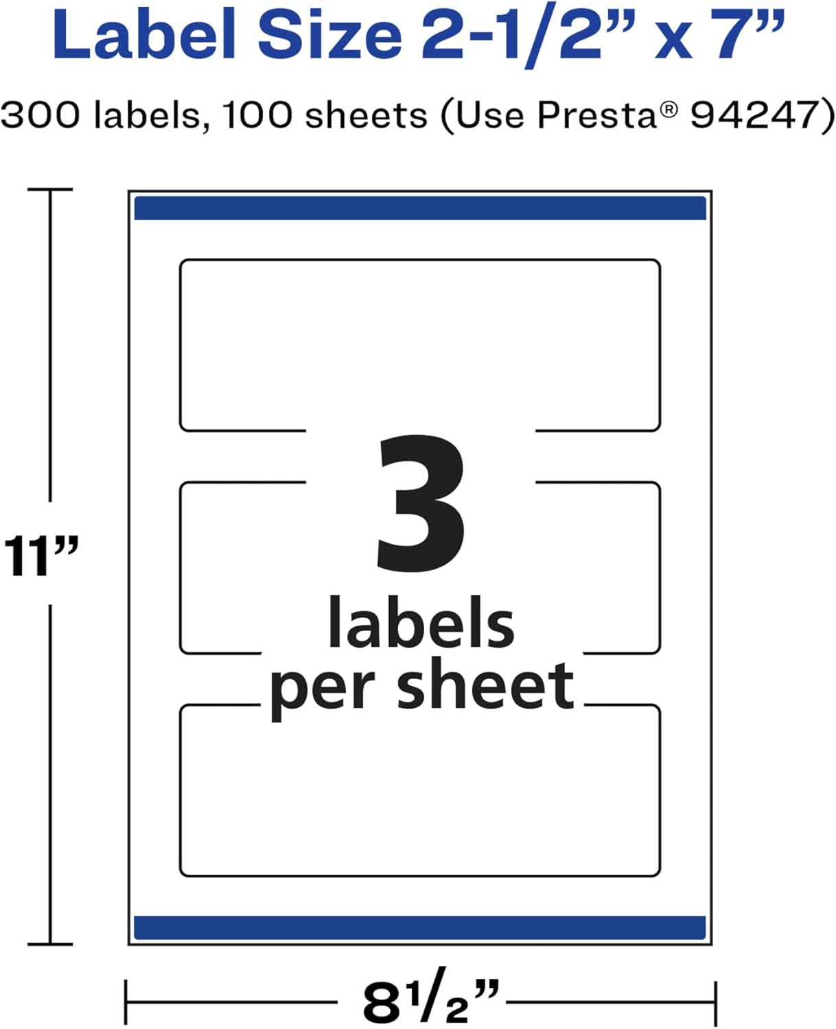 Avery Glossy White Rectangle Labels, Sure Feed Technology, 2.5" x 7", Print-to-The-Edge, Permanent Adhesive