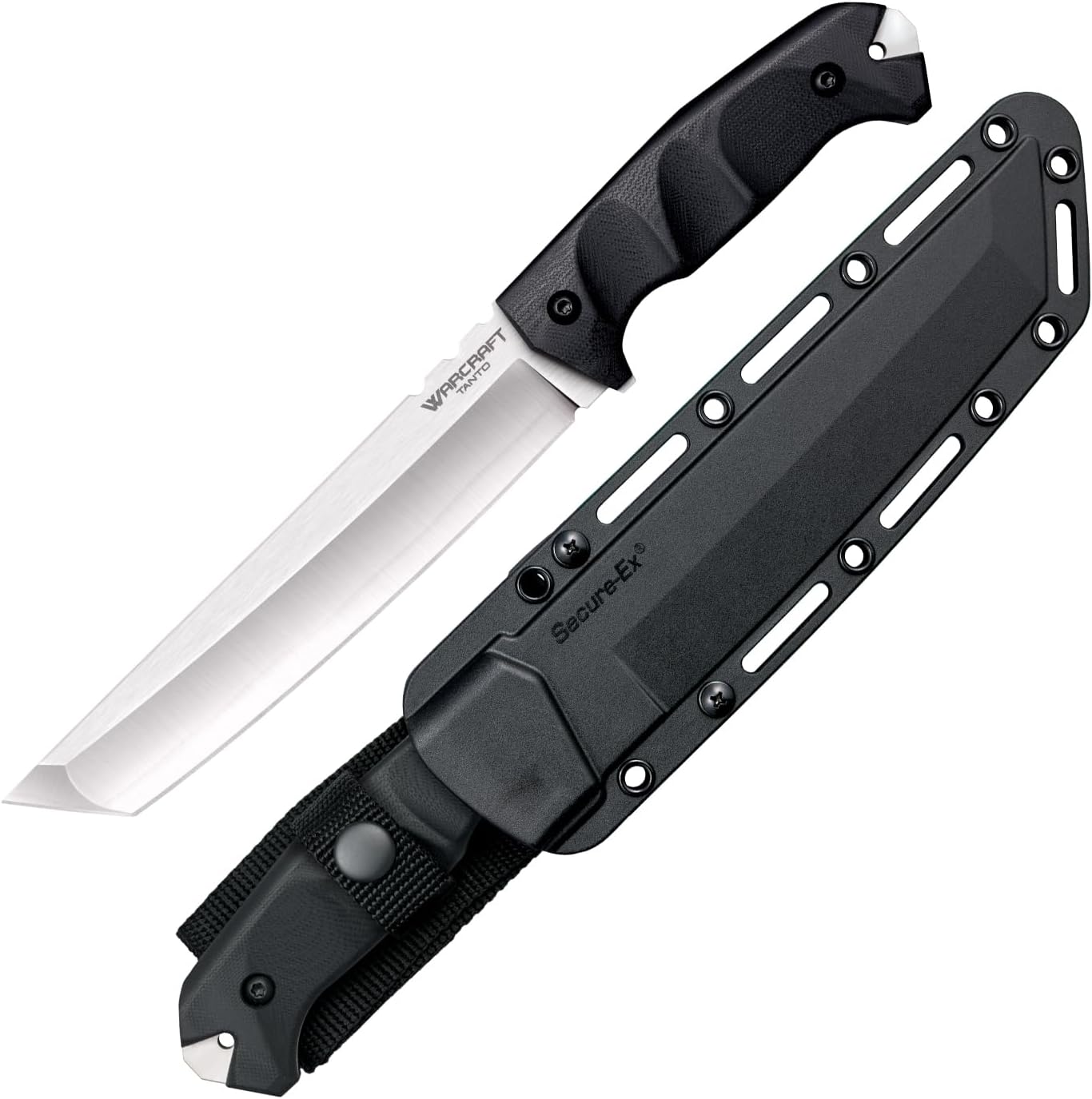 COLD STEEL Warcraft San Mai III Tanto Fixed Blade Knife with G-10 Handle and Secure-Ex Sheath