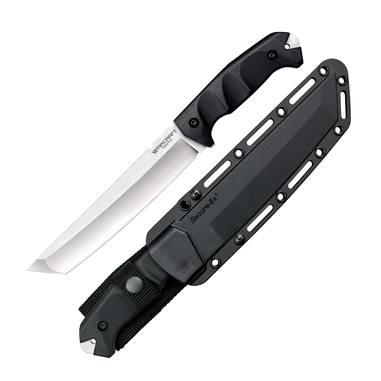 COLD STEEL Warcraft San Mai III Tanto Fixed Blade Knife with G-10 Handle and Secure-Ex Sheath