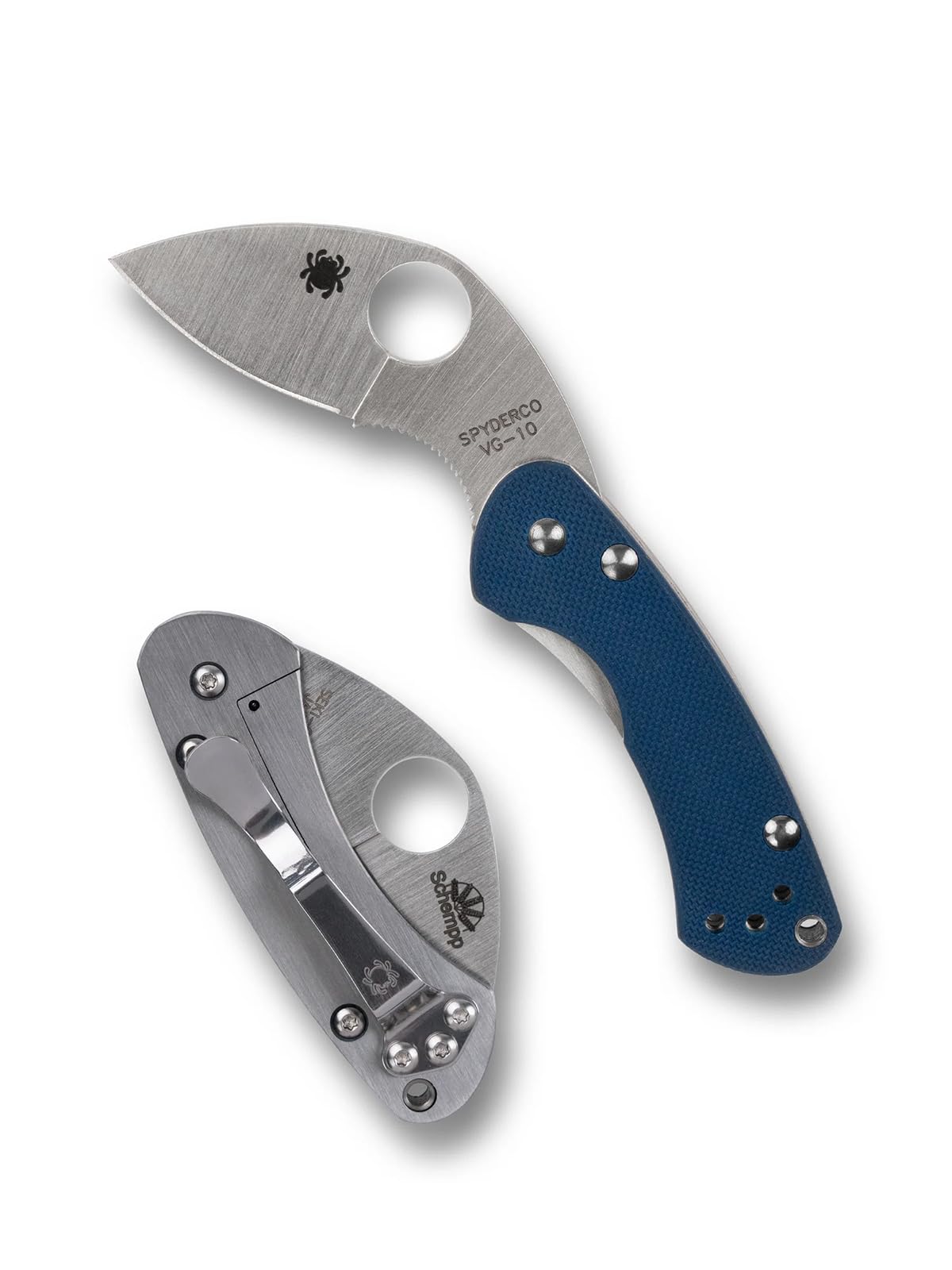 Blue G-10 Spyderco Balance R.I.L. Knife (2" Satin CPM SPY 27)