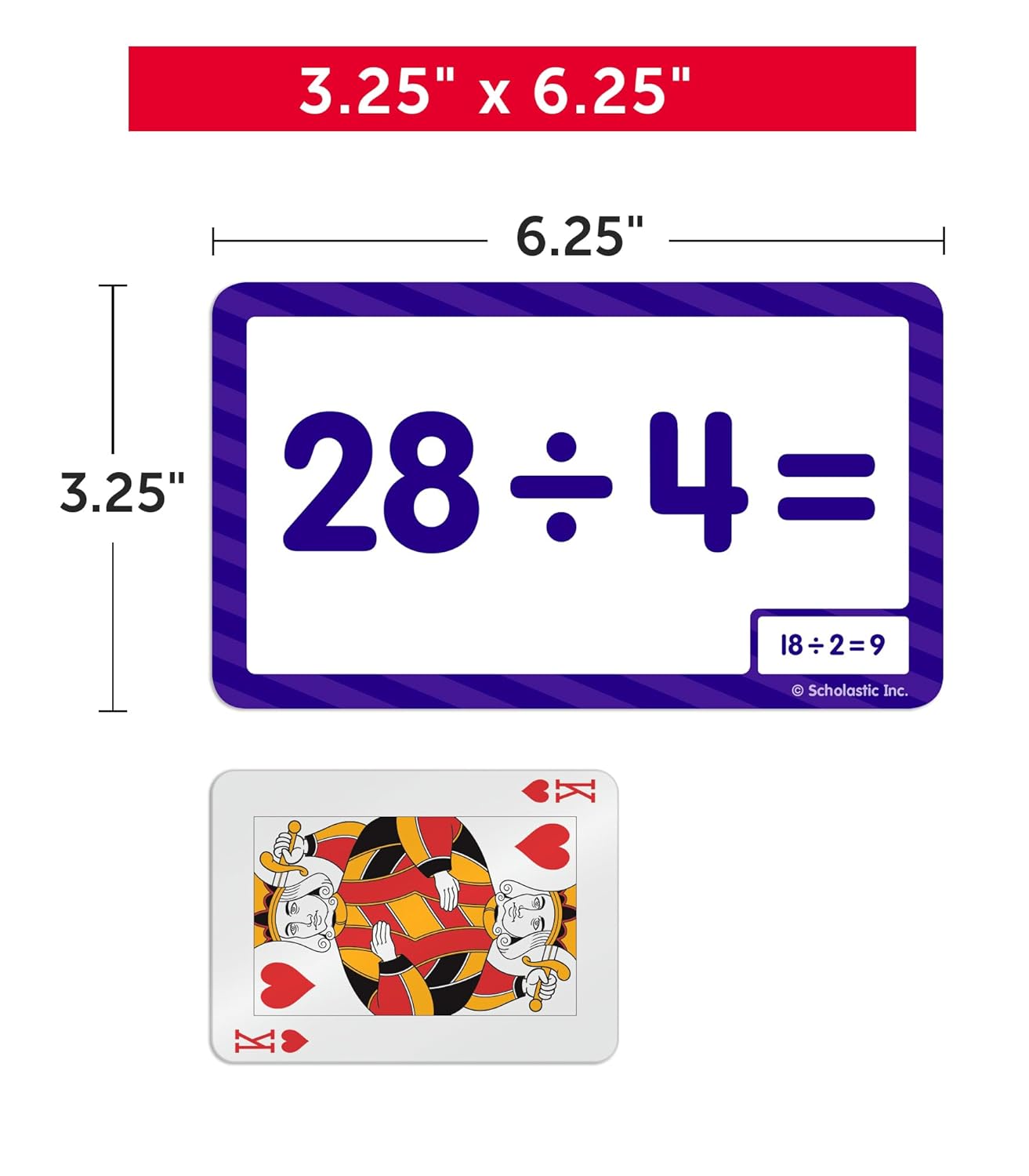 Scholastic Division Flash Cards, 6-5/16inH x 3-7/16inW, Pack Of 56 Cards