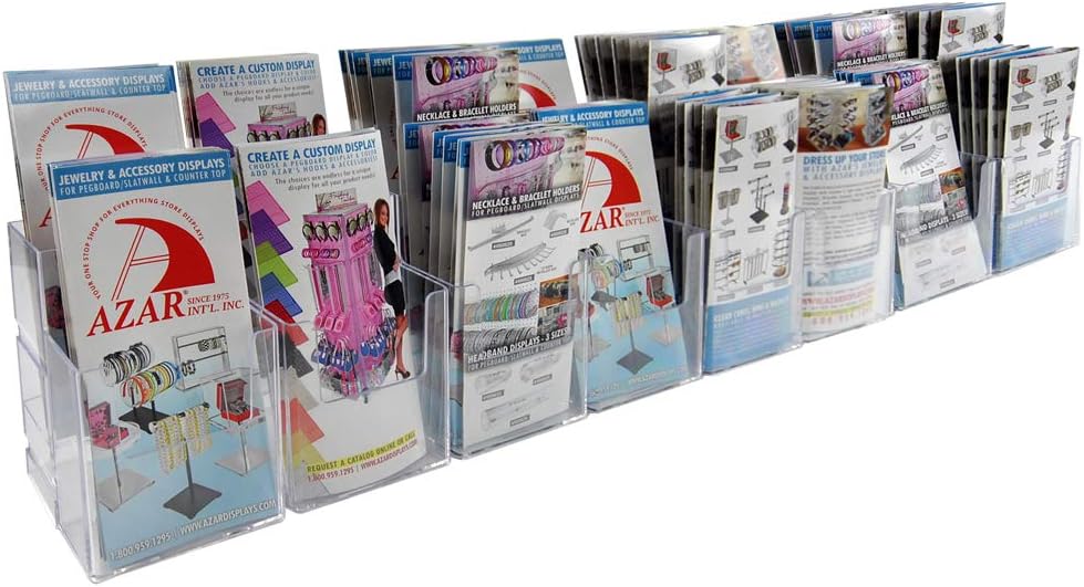 AZAR DISPLAYS 2-Tier Tri-Fold Brochure Counter Display, Clear Acrylic