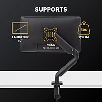 Fellowes Platinum Series Single Monitor Arm for 40-Inch Monitors, Full Motion, 360° Rotation