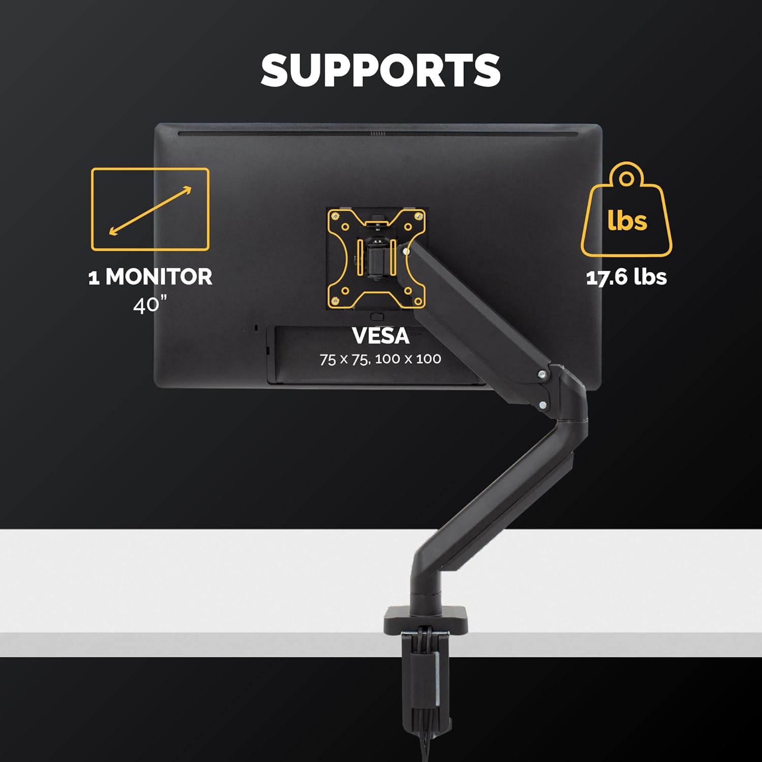 Fellowes Platinum Series Single Monitor Arm for 40-Inch Monitors, Full Motion, 360° Rotation