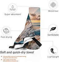 Beach Sunset Sea Waves Printed Microfiber Quick Dry Bath Towel 27.5"X55" - Absorbent, Soft, and Perfect for Travel, Beach
