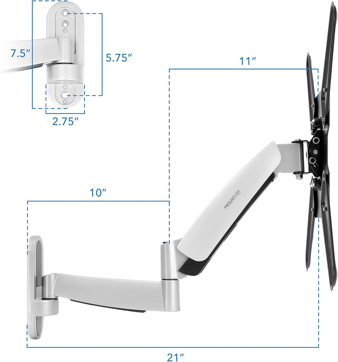 Mount-It! Height Adjustable TV Wall Mount Bracket with Counterbalance Gas Spring Arm