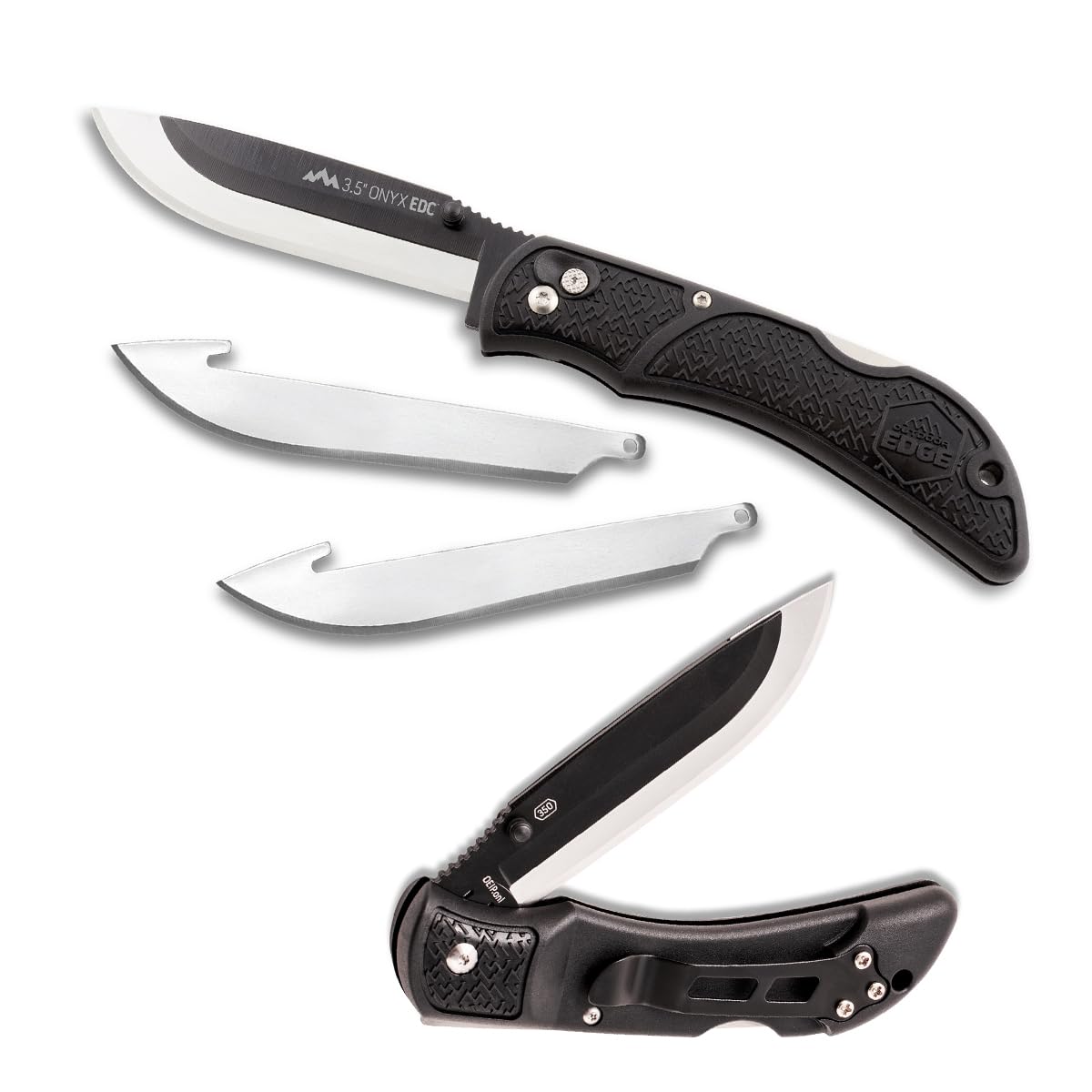 OUTDOOR EDGE Onyx EDC Folding Pocket Knife — Replaceable Blade System, Lockback and Pocket Clip