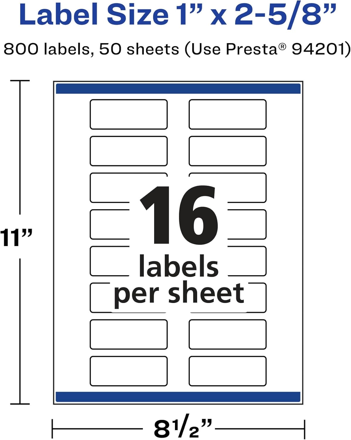Avery Glossy Clear Rectangle Labels, Sure Feed Technology, 1 x 2-5/8 in