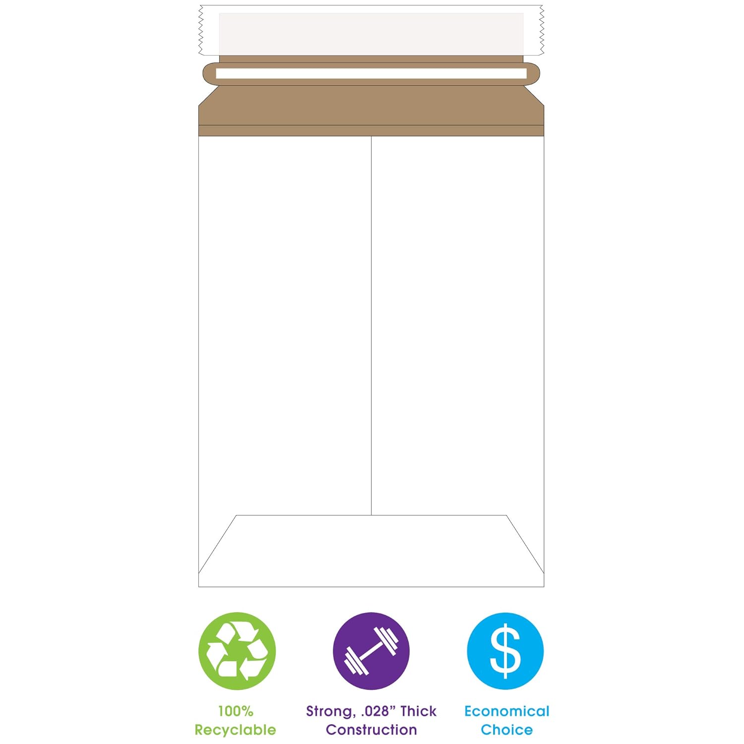 Aviditi 12 3/4 x 15" Stayflats Brand Rigid Flat Mailers, White (Pack of 100) Photo Document Mailers, Peel & Seal Closure