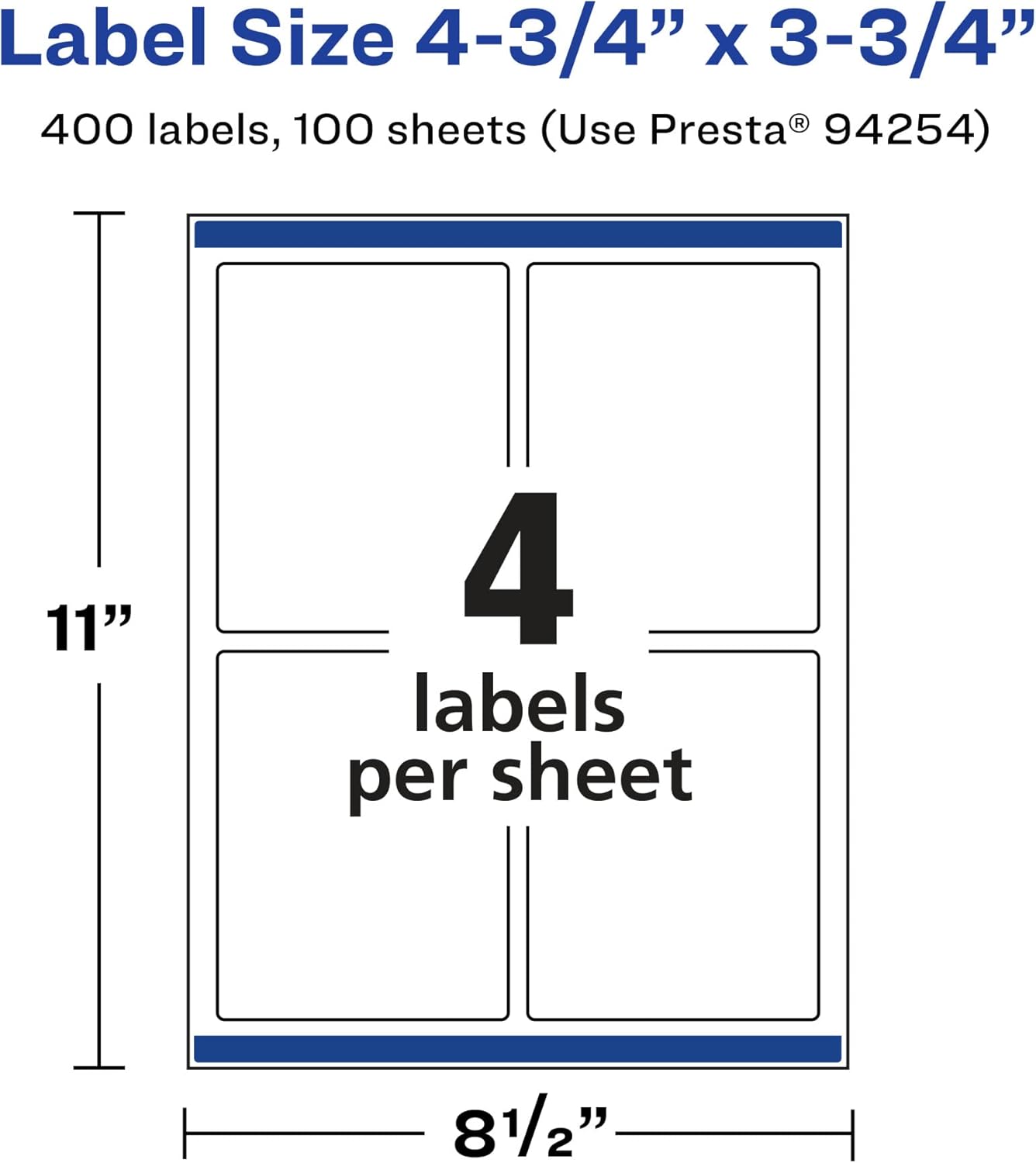 Avery Matte White Removable Rectangle Labels, Sure Feed Technology, Print-to-The-Edge, 4.75" x 3.75"