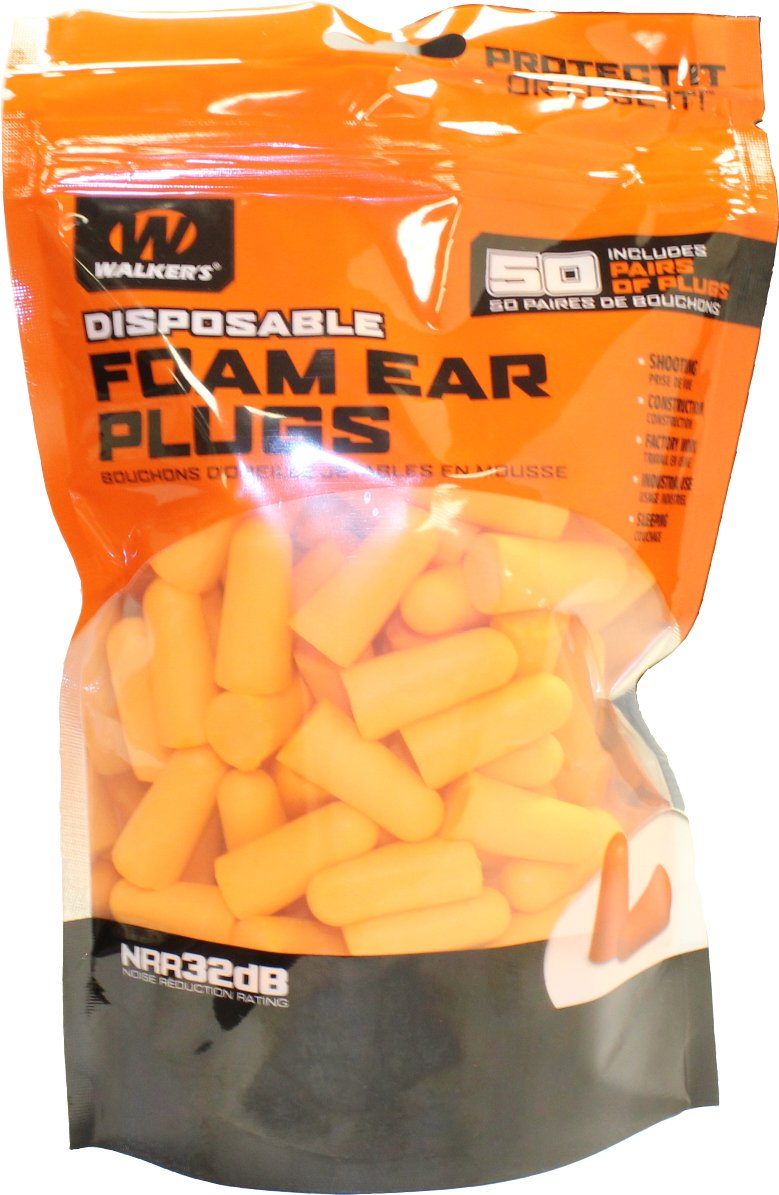 WALKER'S 32dB NRR PU Foam Earplugs - Soft Sound-Blocking Passive Hearing Protection