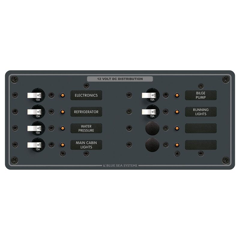 Blue Sea 8096 DC 6 Position Toggle Branch Circuit Breaker Panel - White Switches