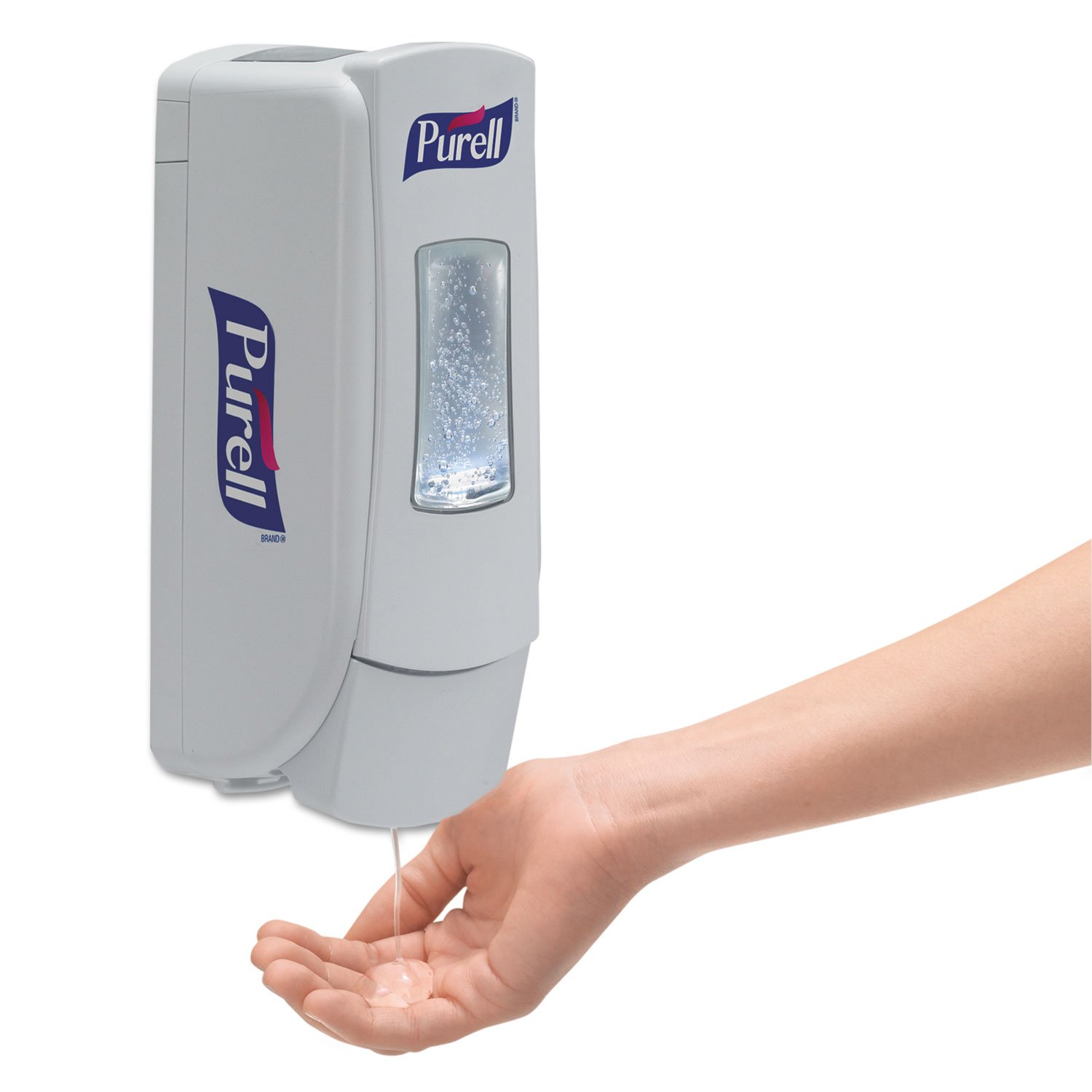 PURELL ADX-7 Push-Style Hand Sanitizer Dispenser, White, for 700 mL PURELL ADX-7 Hand Sanitizer Refills (Pack of 1)
