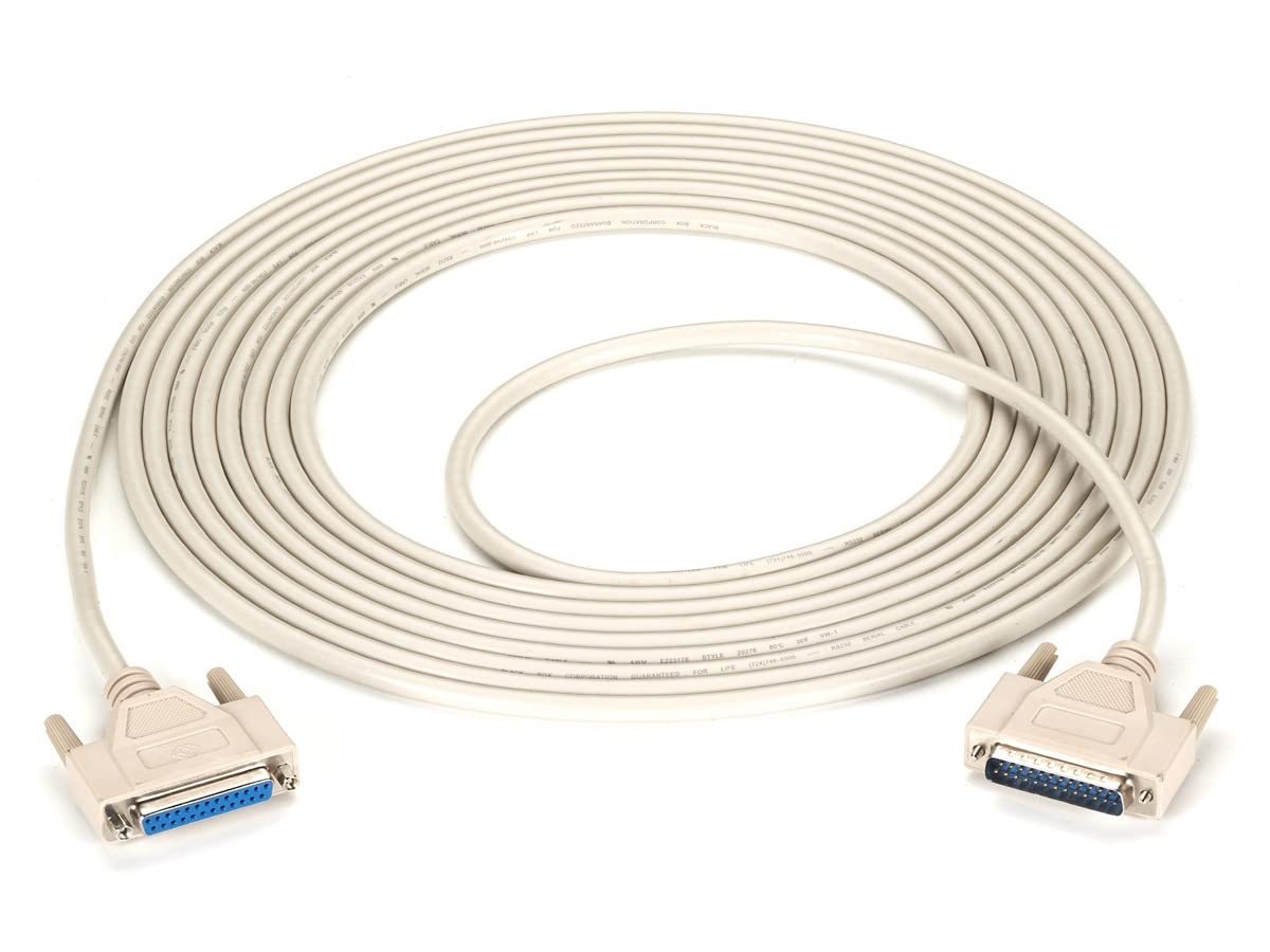 Black Box Serial/Parallel Extension Cable - DB-25 (M) to DB-25 (F) - 25 ft - Molded, thumbscrews