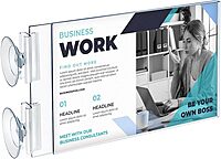 Azar Displays Two-Sided Acrylic Sign Holders with Suction Cup Grippers, Pack of 10