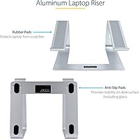 StarTech.com Laptop Stand for Desk, Supports 5kg/11lb, Aluminum, Silver, Ergonomic Laptop Riser, Portable Laptop Holder, Computer Stand for MacBook Air/Pro, Dell XPS, Lenovo (Laptop-Stand-Silver)