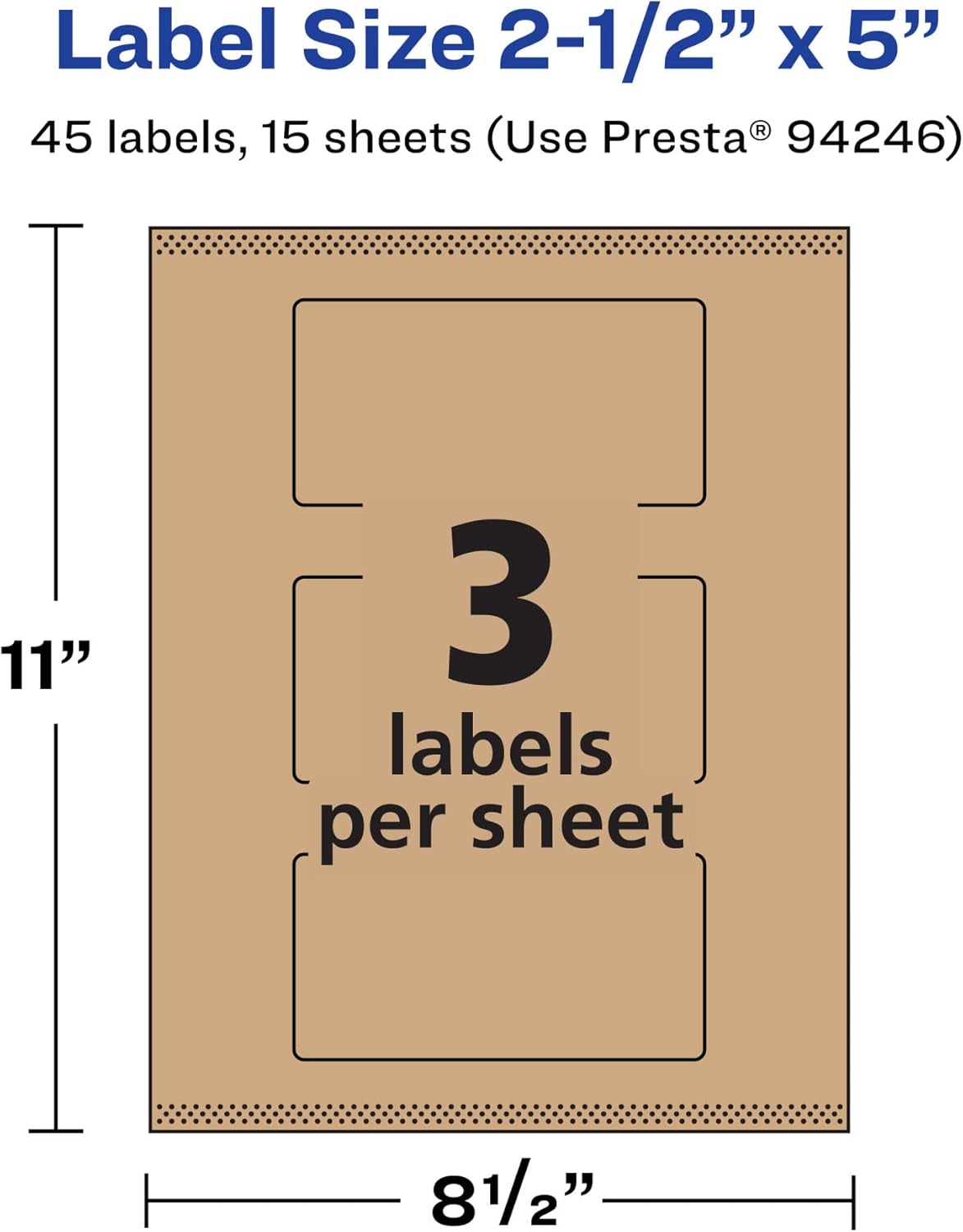 AVERY Kraft Brown Rectangle Labels, Sure Feed Technology, 2.5 x 5, Print-to-The-Edge, Laser/Inkjet Printable