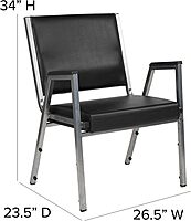 Flash Furniture HERCULES Bariatric Medical Reception Arm Chair With Antimicrobial Protection, Black