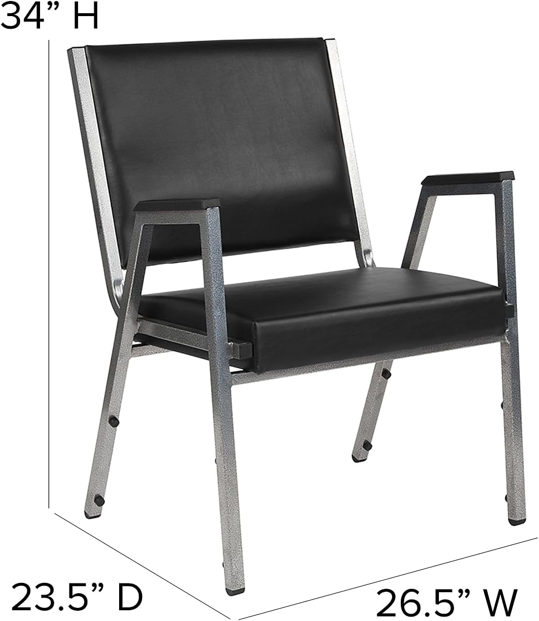 Flash Furniture HERCULES Bariatric Medical Reception Arm Chair With Antimicrobial Protection, Black
