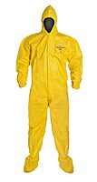 DuPont Tychem 2000 QC127B Disposable Chemical Resistant Coverall with Hood, Elastic Cuff and Bound Seams, Yellow
