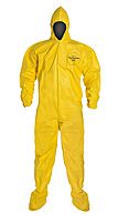 DuPont Tychem 2000 QC127B Disposable Chemical Resistant Coverall with Hood, Elastic Cuff and Bound Seams, Yellow
