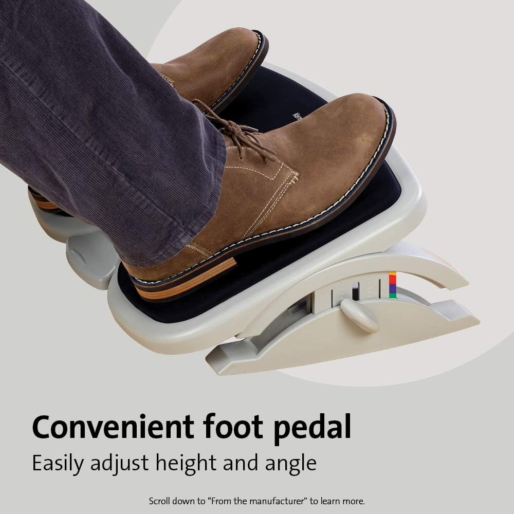 Kensington Foot Rest For Under Desk At Work, Smartfit Comfort Memory Foam Angle and Height Adjustable Footrest