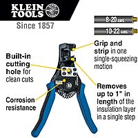 Klein Tools 11063W Wire Cutter / Stripper, Heavy Duty Automatic Tool for 8-20 AWG Solid and 10-22 AWG Stranded Electrical