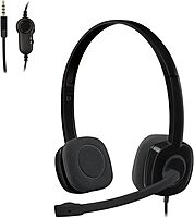 Logitech H151 Wired Headset, Analog Stereo Headphones with Rotating Noise-Cancelling Microphone, 3.5 mm Audio Jack, In-Line Controls, PC/Mac/Laptop/Tablet/Smartphone - Black