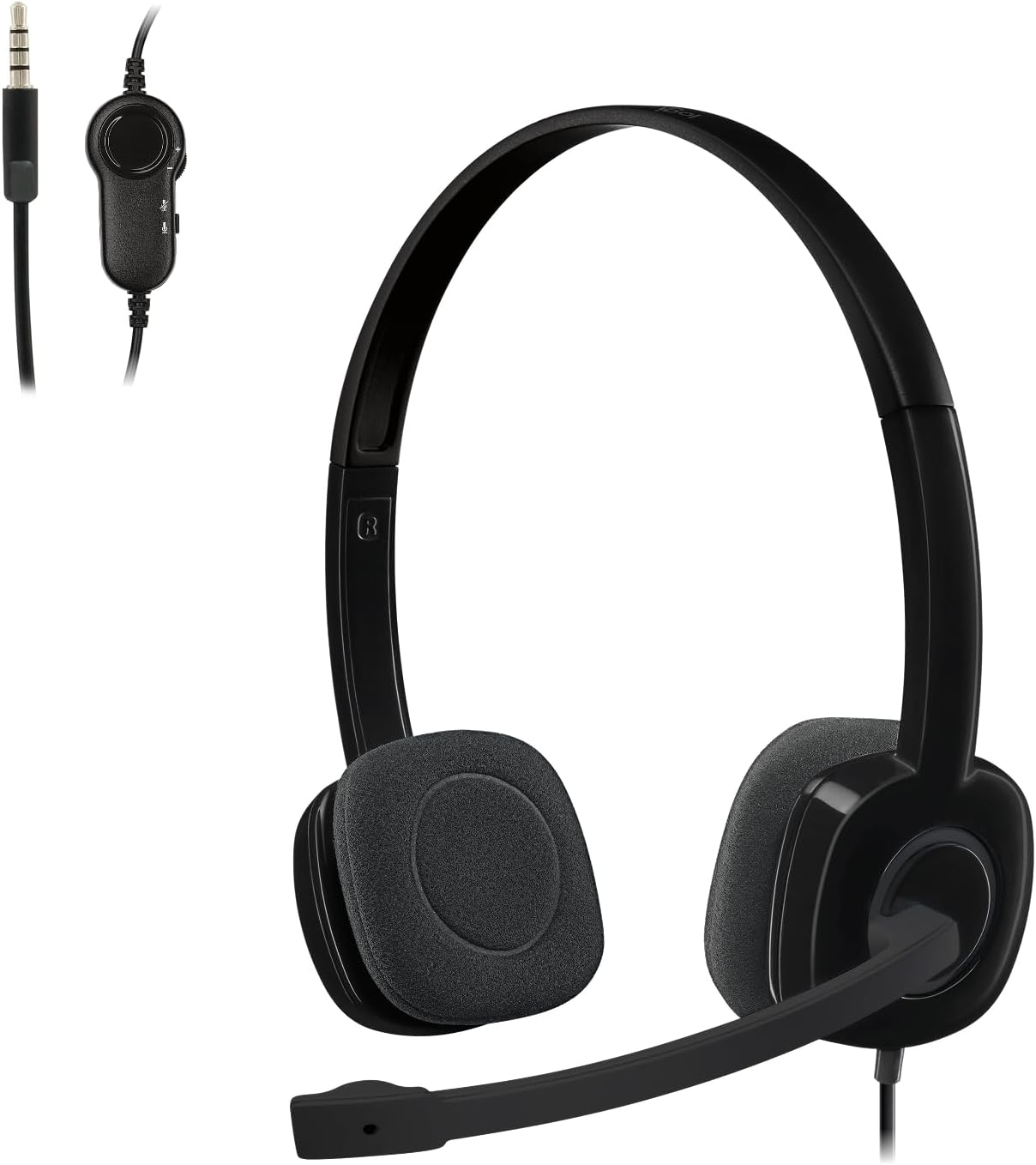 Logitech H151 Wired Headset, Analog Stereo Headphones with Rotating Noise-Cancelling Microphone, 3.5 mm Audio Jack
