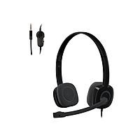Logitech H151 Wired Headset, Analog Stereo Headphones with Rotating Noise-Cancelling Microphone, 3.5 mm Audio Jack, In-Line Controls, PC/Mac/Laptop/Tablet/Smartphone - Black